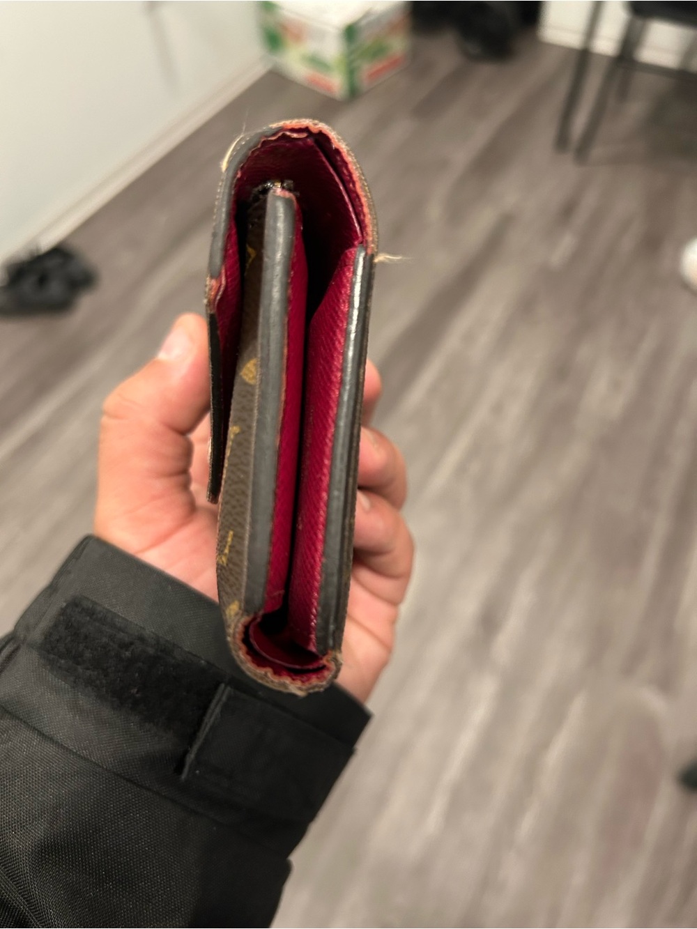 Louis Vuitton Brown Monogram Wallet with Red Interior